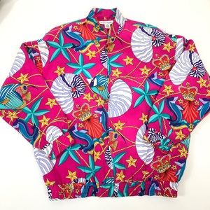 Regina Porter 100% silk sea theme puffer  jacket M